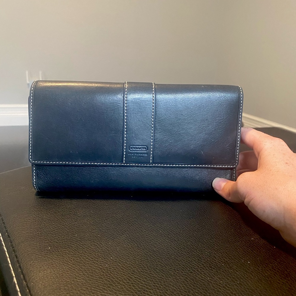 SOLD! Navy Leather Coach Wallet